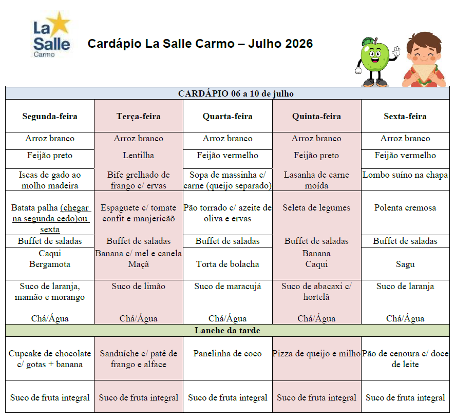 Cardapio 6julho